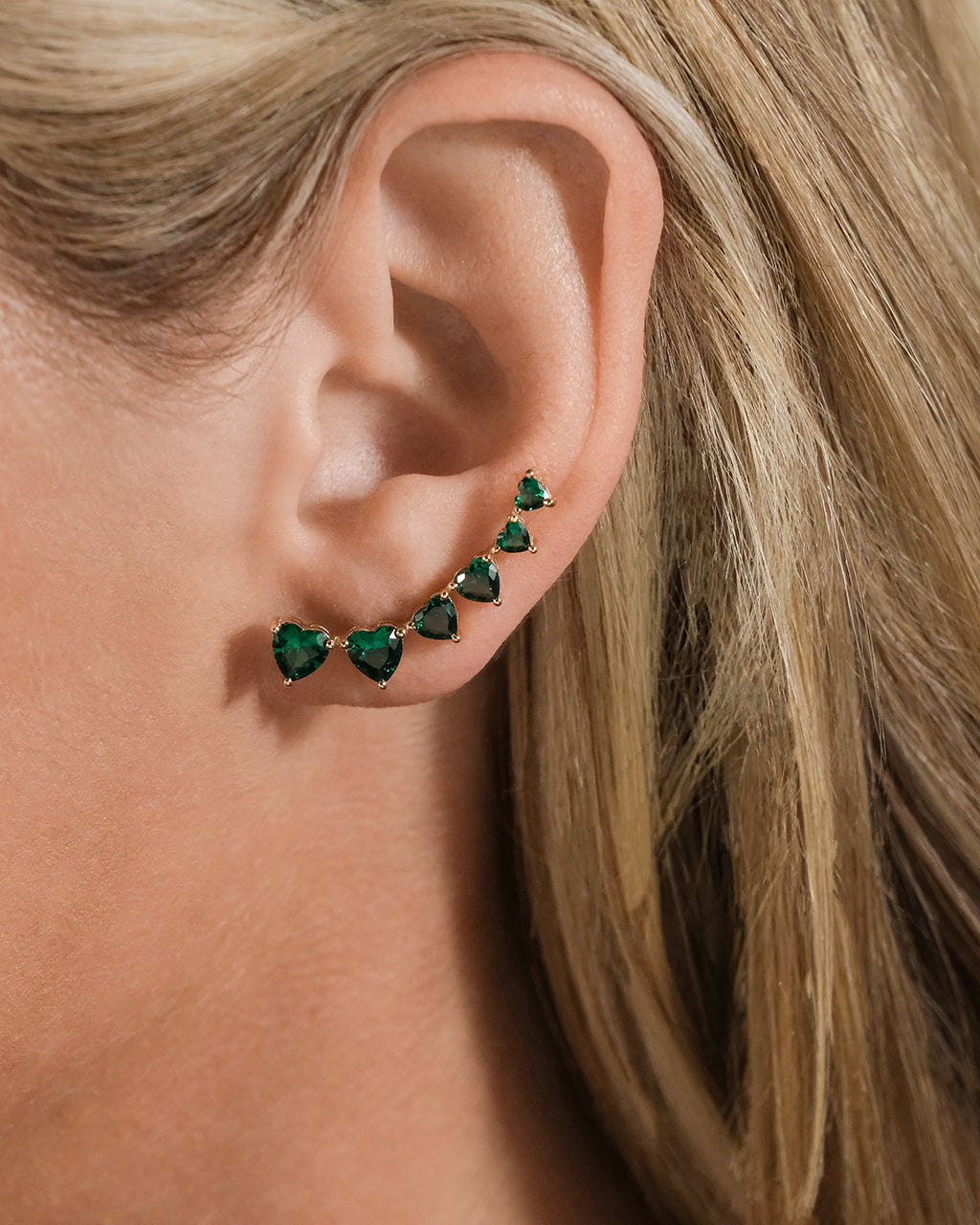 Sterling Silver Jillian CZ Heart Crawler Studs