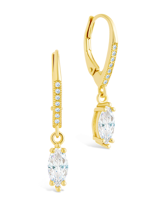 Sterling Silver Allegra Marquise Cut CZ French Clip Earrings