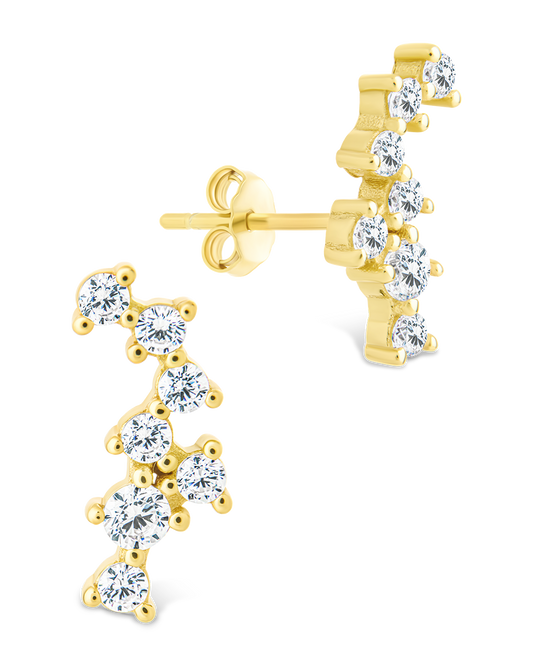 Sterling Silver Round Cut Cluster CZ Crawlers