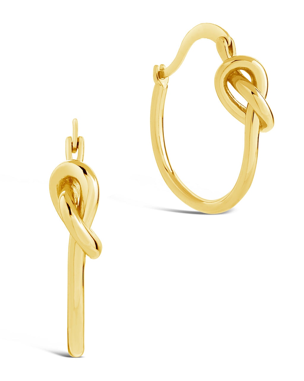 1" Twisted Love Knot Hoops Earring Sterling Forever Gold