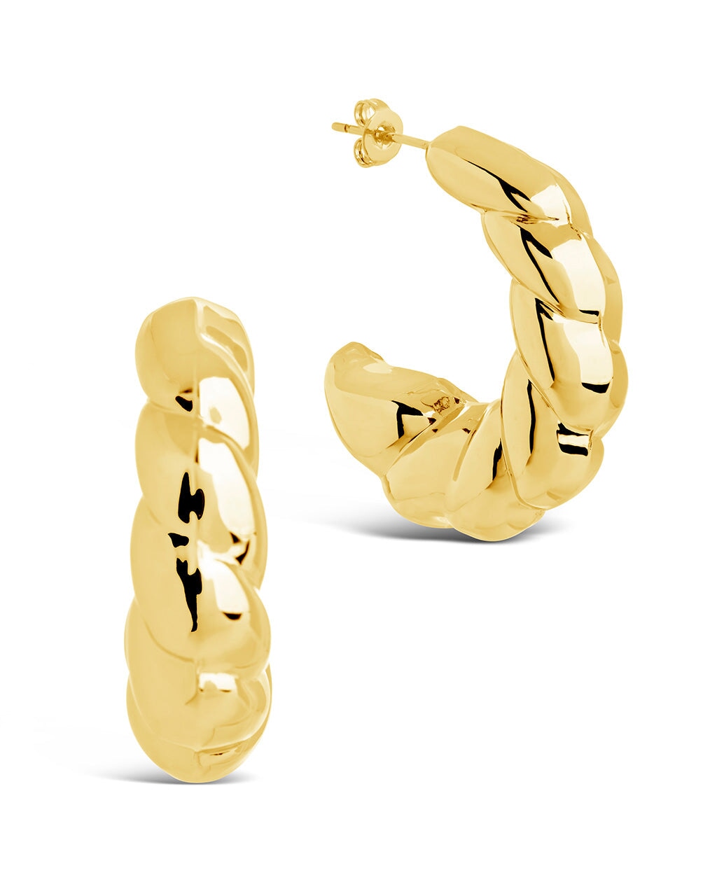 Statement Croissant Hoops Earring Sterling Forever Gold