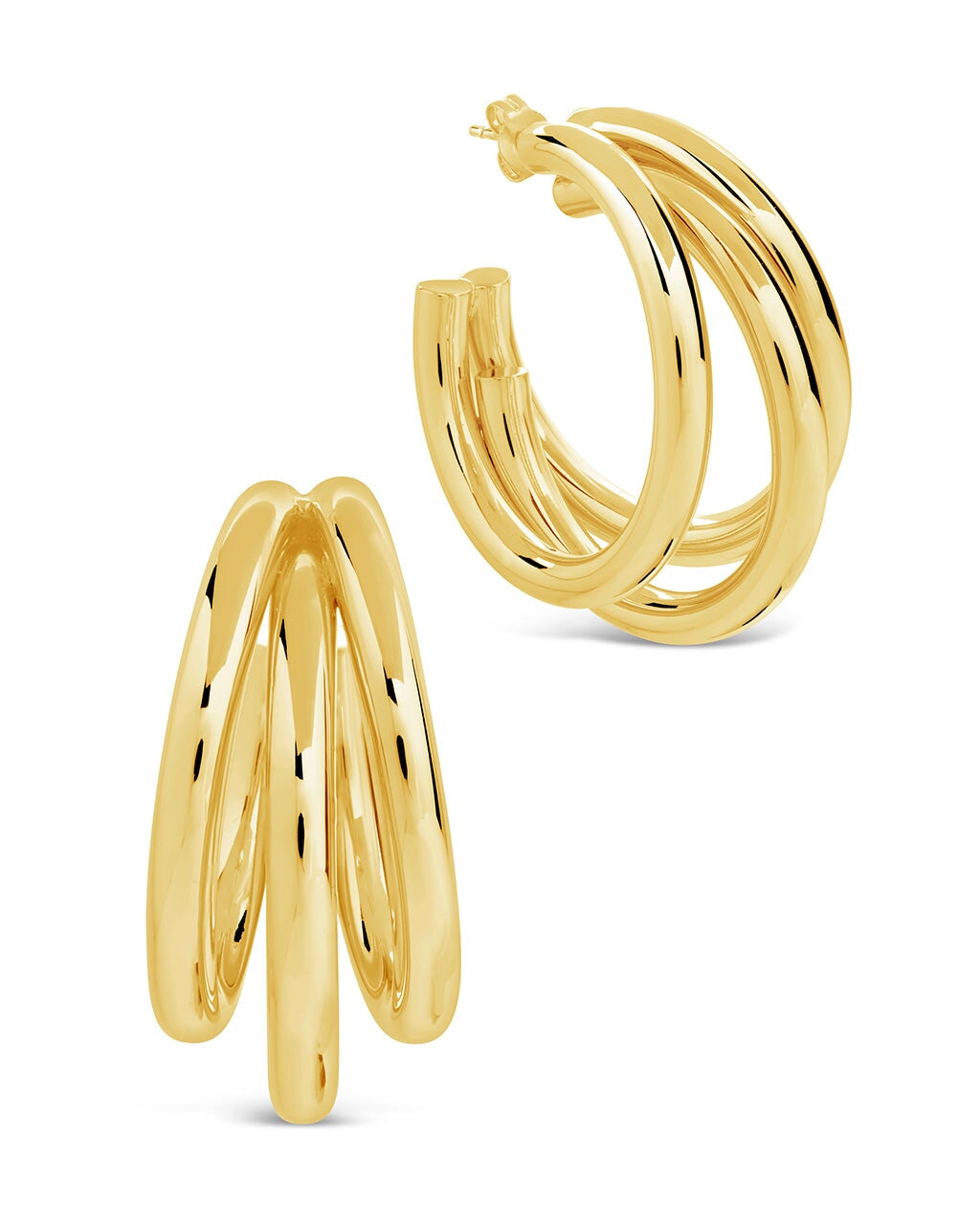 Michaela Triple Hoops Earring Sterling Forever Gold 