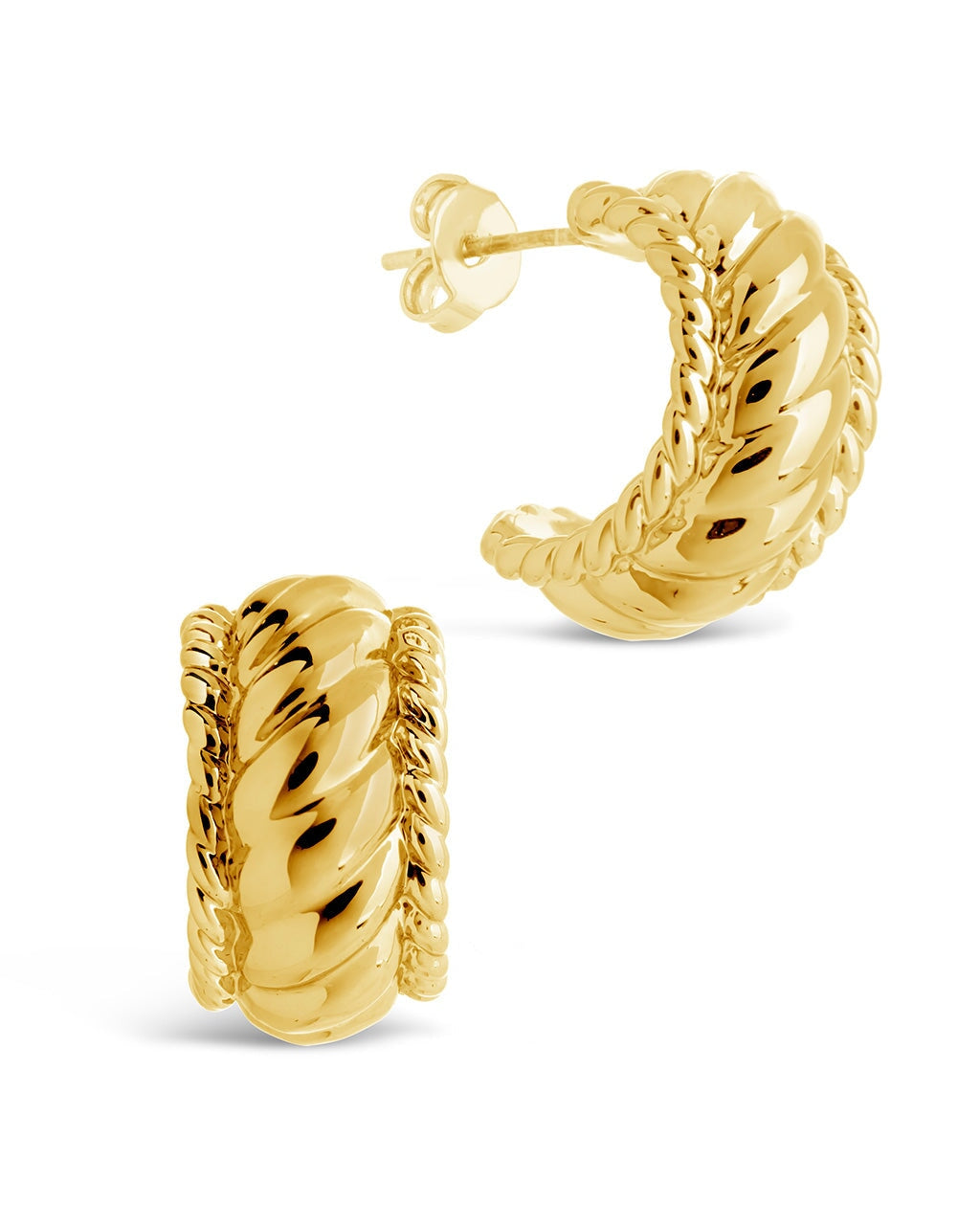 Kalina Quilted Huggie Hoops Earring Sterling Forever Gold 