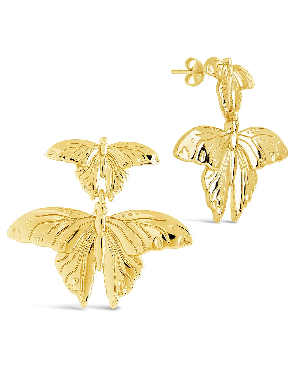 Sterling Forever Rowena Butterfly Drop Stud Earrings Gold