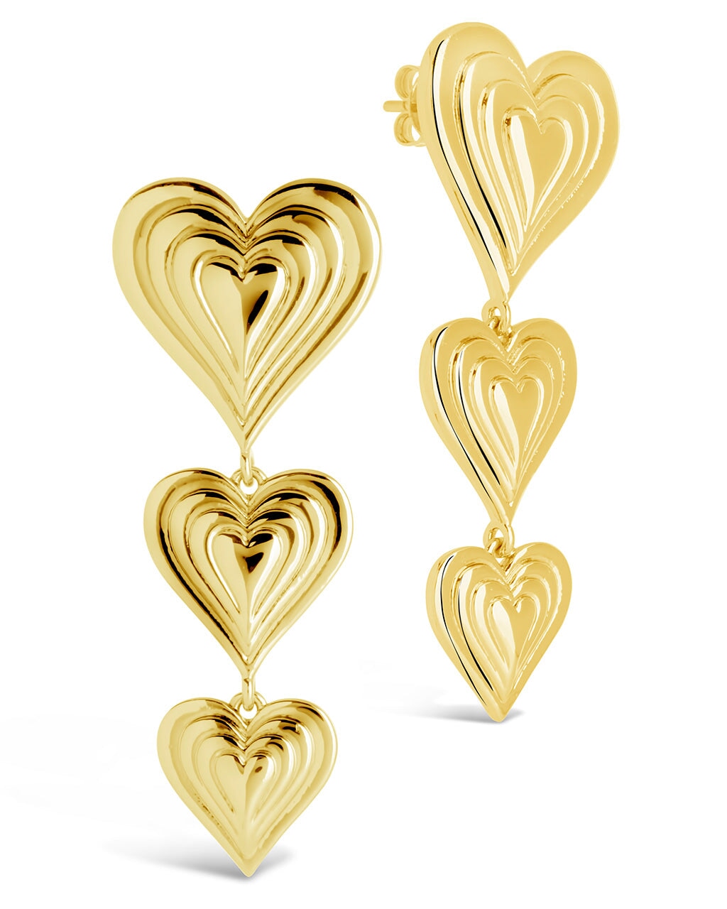 Beating Heart Drop Studs Earring Sterling Forever Gold 