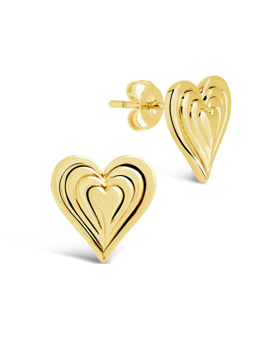 Beating Heart Studs Earring Sterling Forever Gold