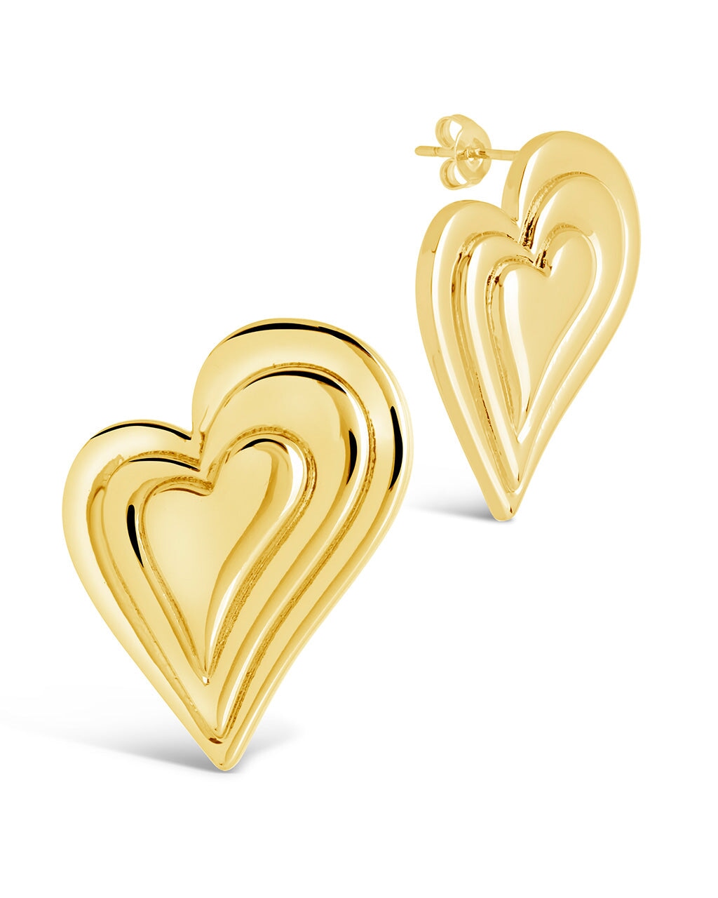 Statement Beating Heart Studs Earring Sterling Forever Gold 