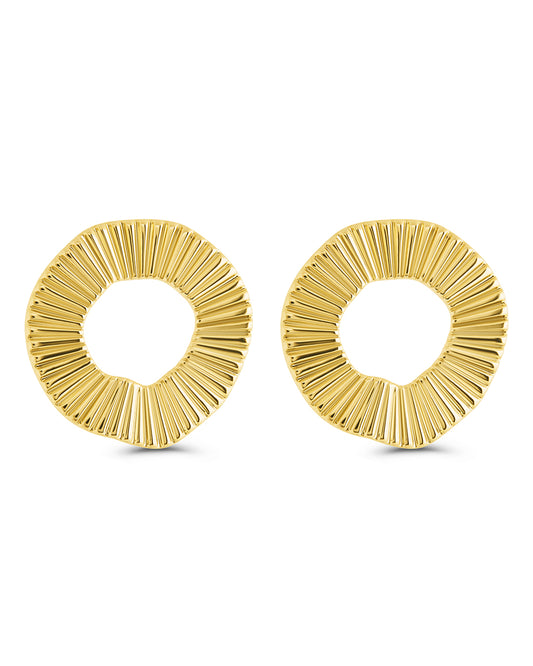 Viviana Ribbed Open Circle Stud Earrings