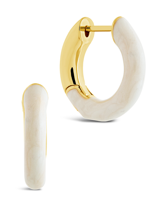 White Enamel Maura Micro Hoops