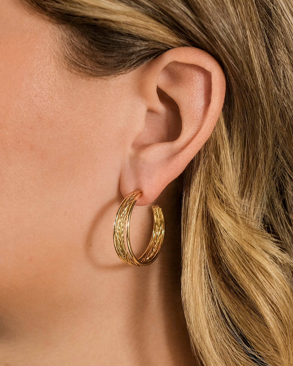 Corinne Textured Braided Hoop Earrings