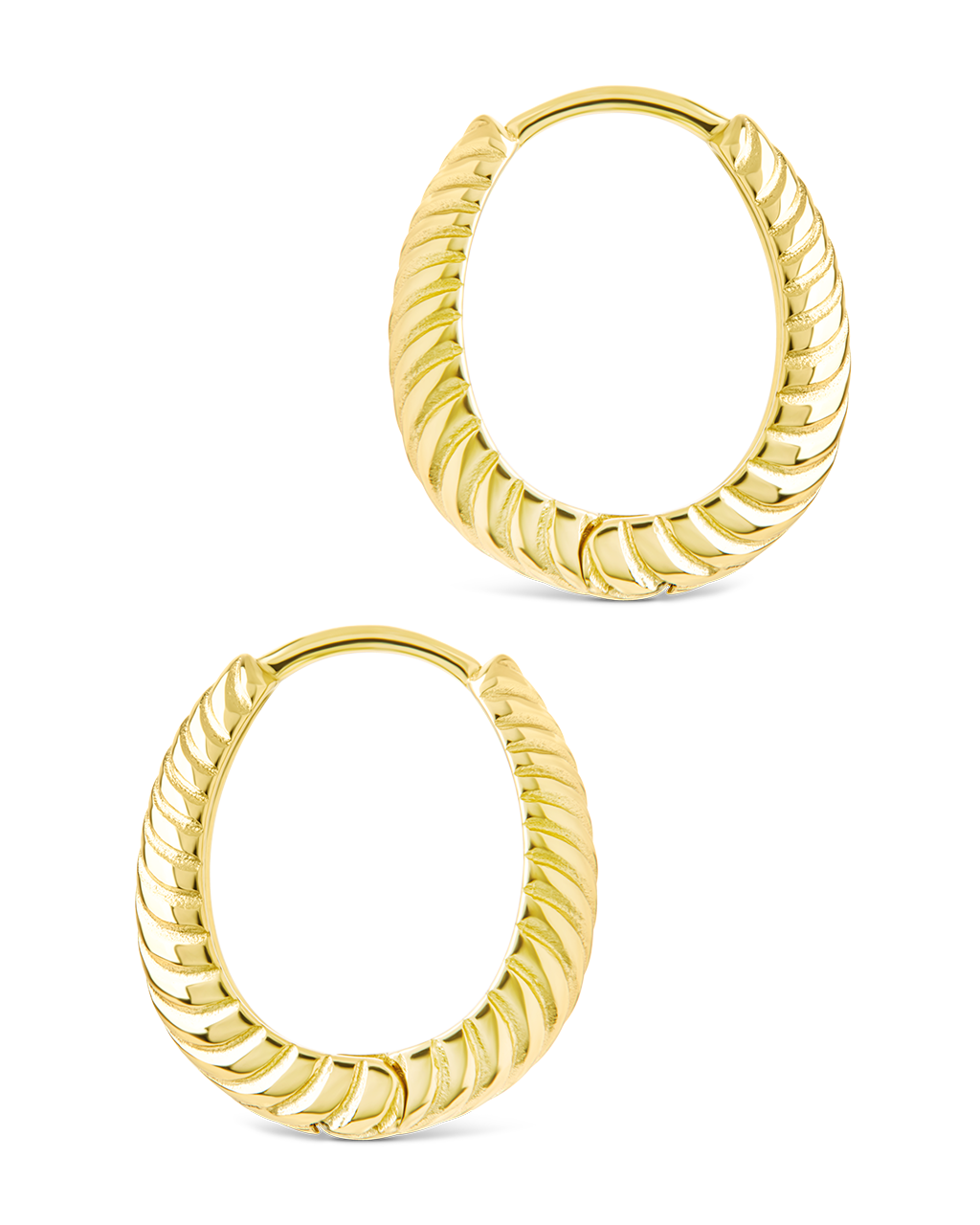 Haven Textured Oval Micro Hoops