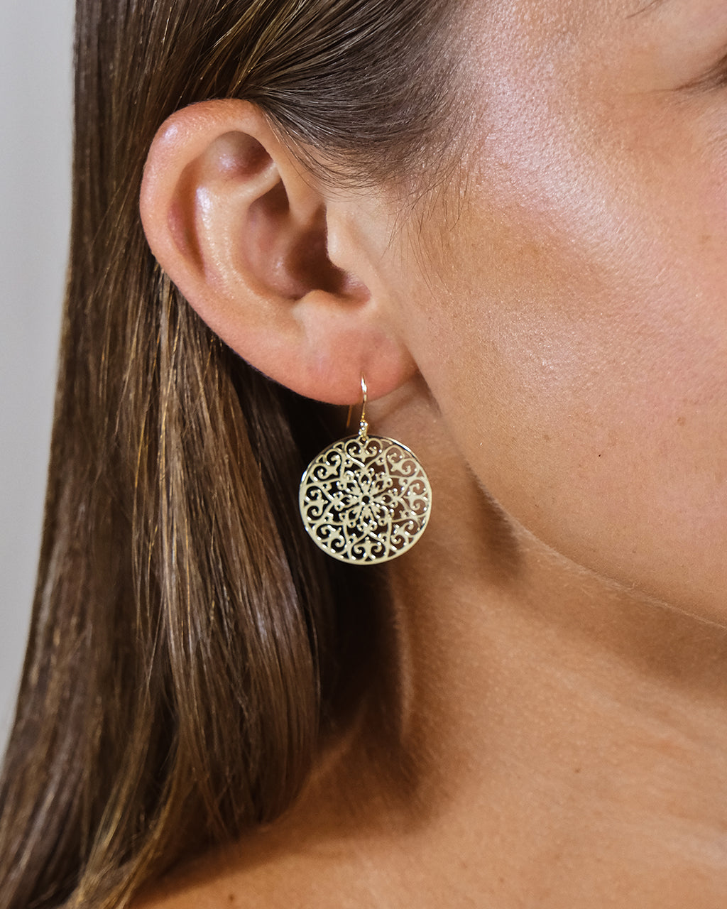 Sterling Silver Round Filigree Dangle Earrings
