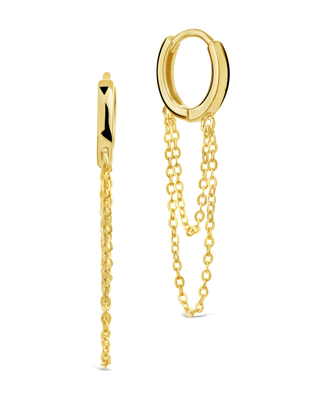 Larisa Chain Drop Hoops Earring Sterling Forever Gold