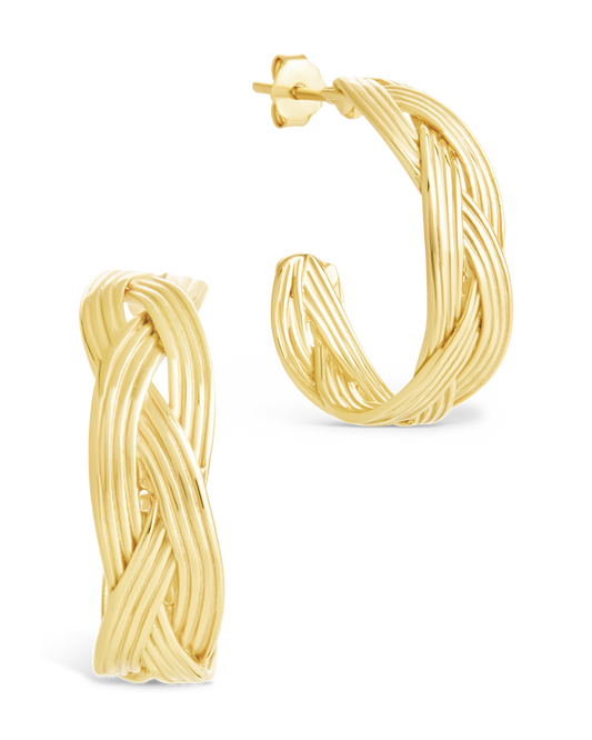 Sterling Silver Janet Ribbed Hoop Earrings