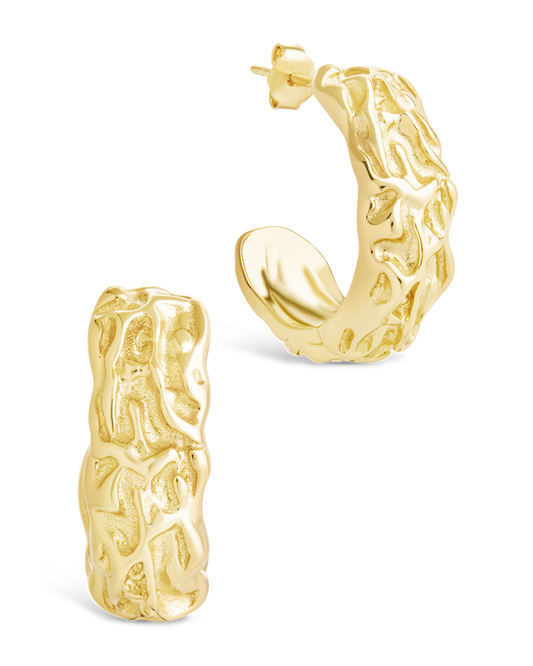 Sterling Silver Muna Ridged Stud Earrings