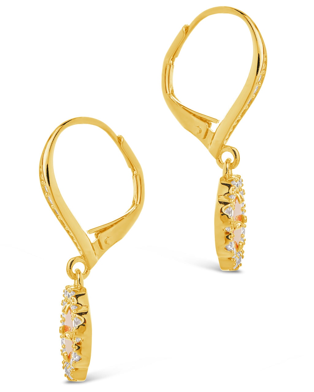 Bezel Frame Rose Petal Short Drop Earrings Earring Sterling Forever