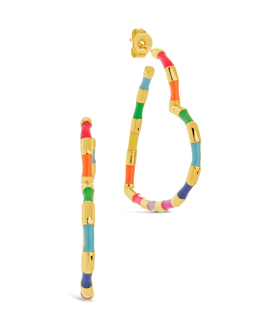 Rainbow Heart Hoops Earring Sterling Forever Gold