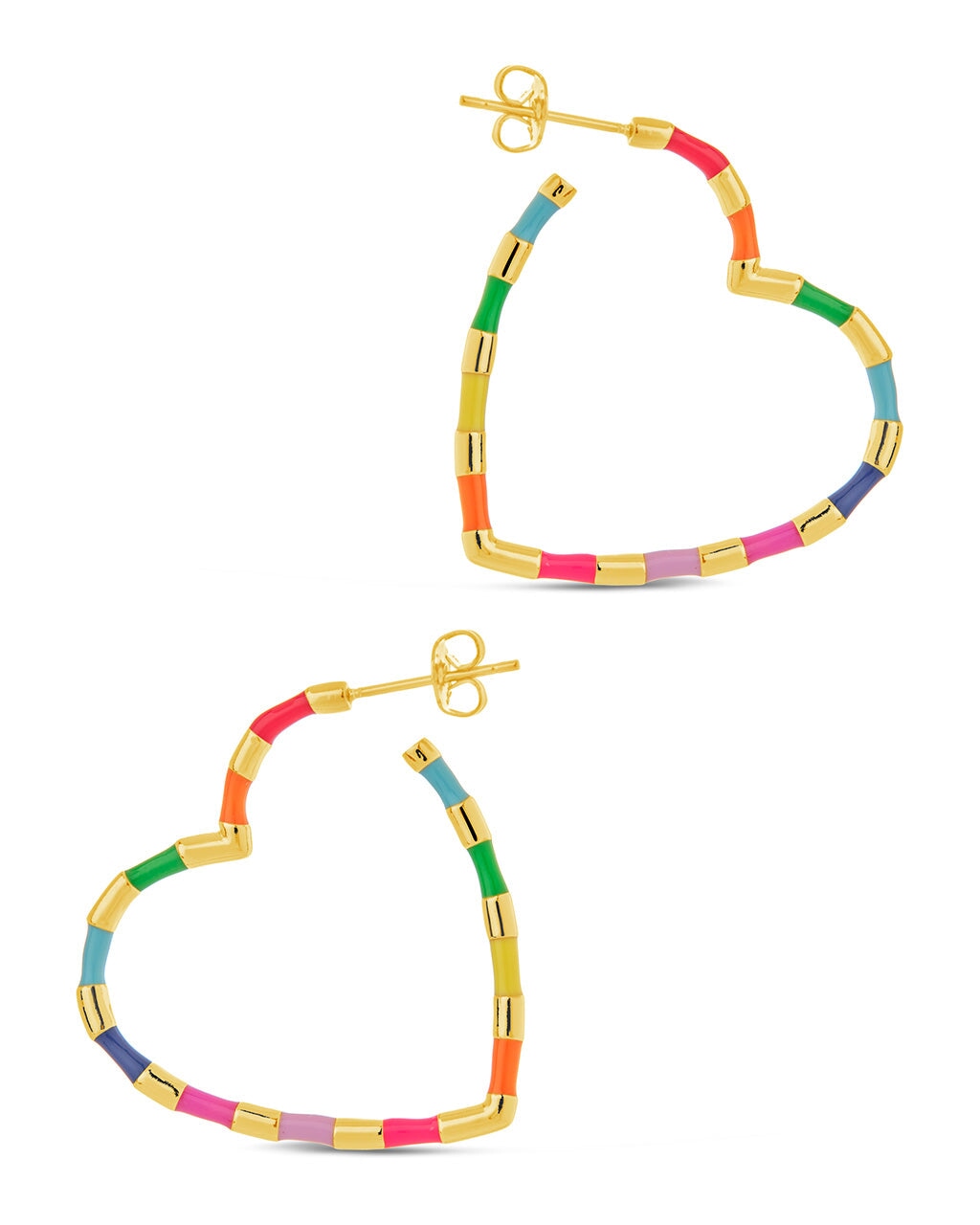 Rainbow Heart Hoops Earring Sterling Forever