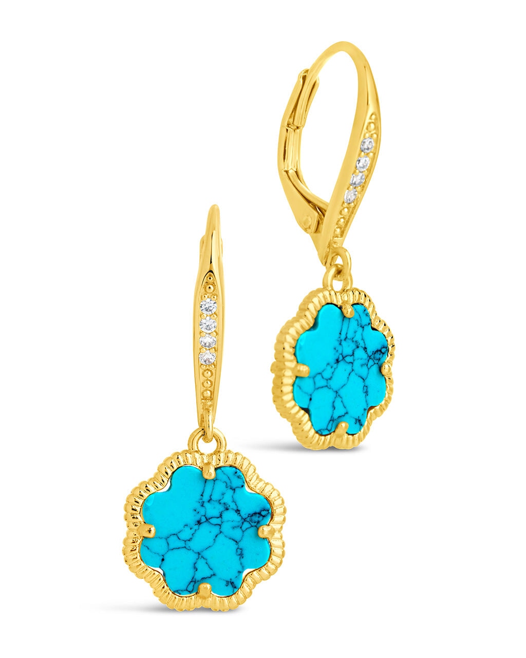 Rose Petal Short Drop Earrings Earring Sterling Forever Gold Turquoise