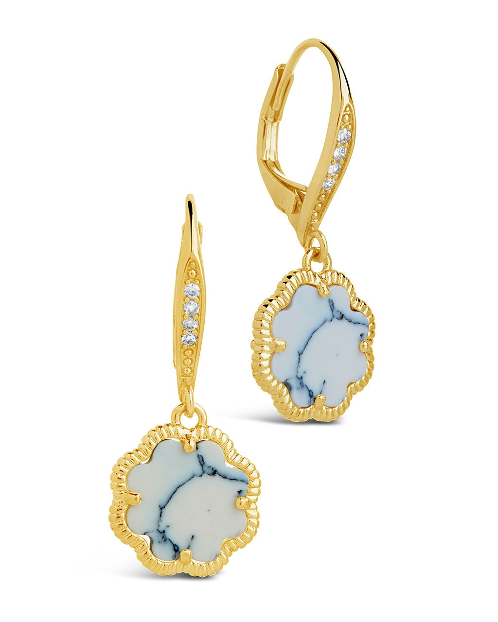 Rose Petal Short Drop Earrings Earring Sterling Forever Gold White Turquoise