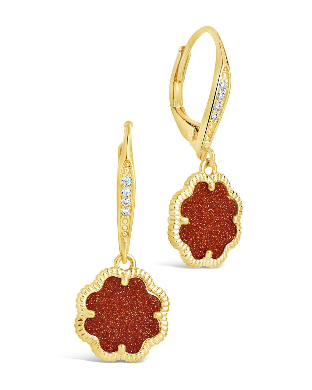 Rose Petal Short Drop Earrings Earring Sterling Forever Gold Brown Aventurine