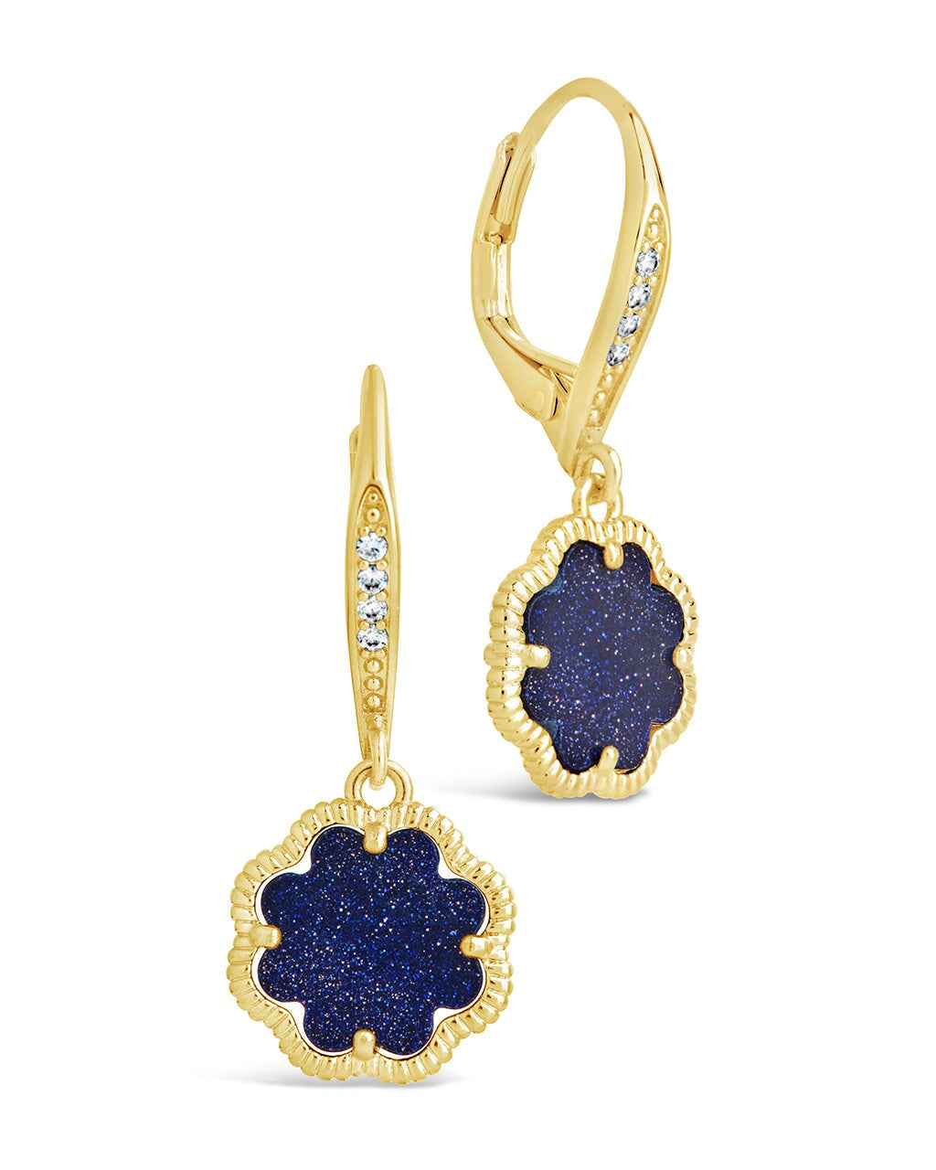 Rose Petal Short Drop Earrings Earring Sterling Forever Gold Blue Aventurine