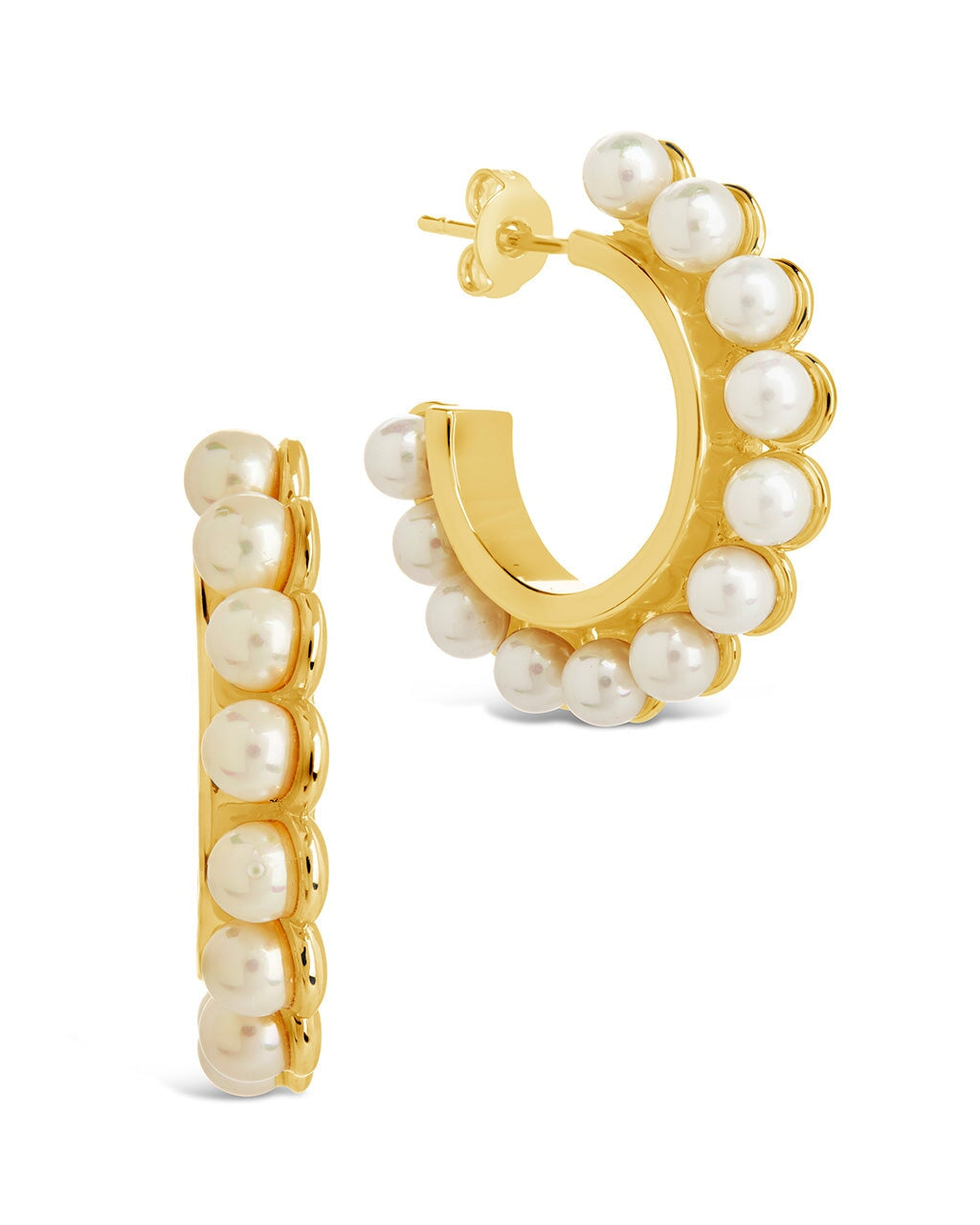 Pearl Bubble Hoops Earring Sterling Forever Gold 
