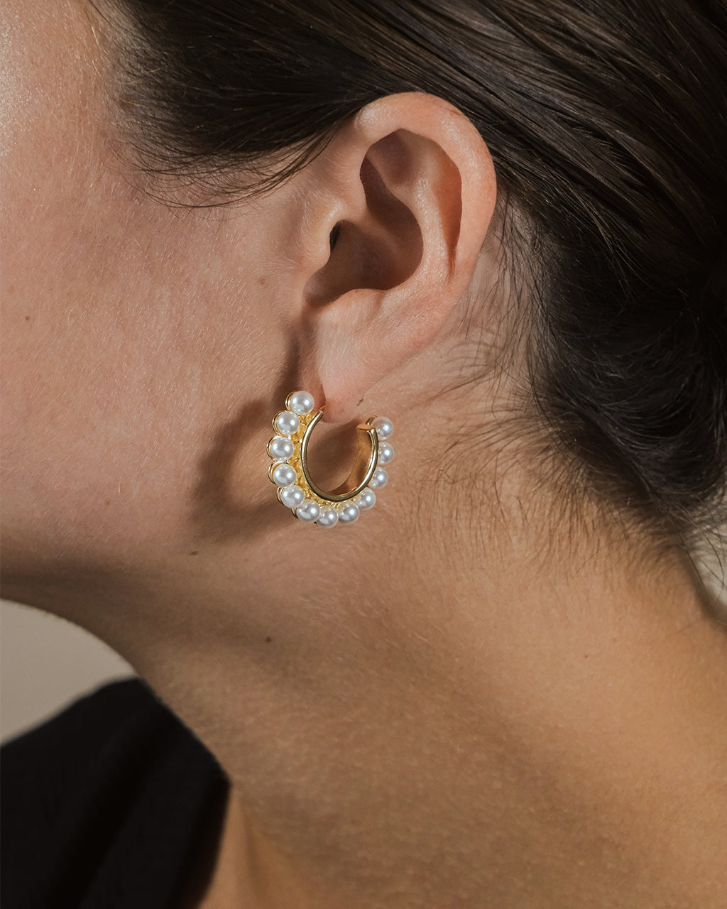 Pearl Bubble Hoop Earrings