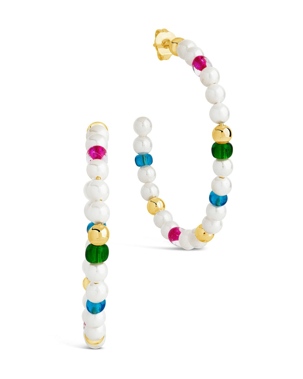 Polly Pearl & Bead Hoop Earrings Earring Sterling Forever Gold