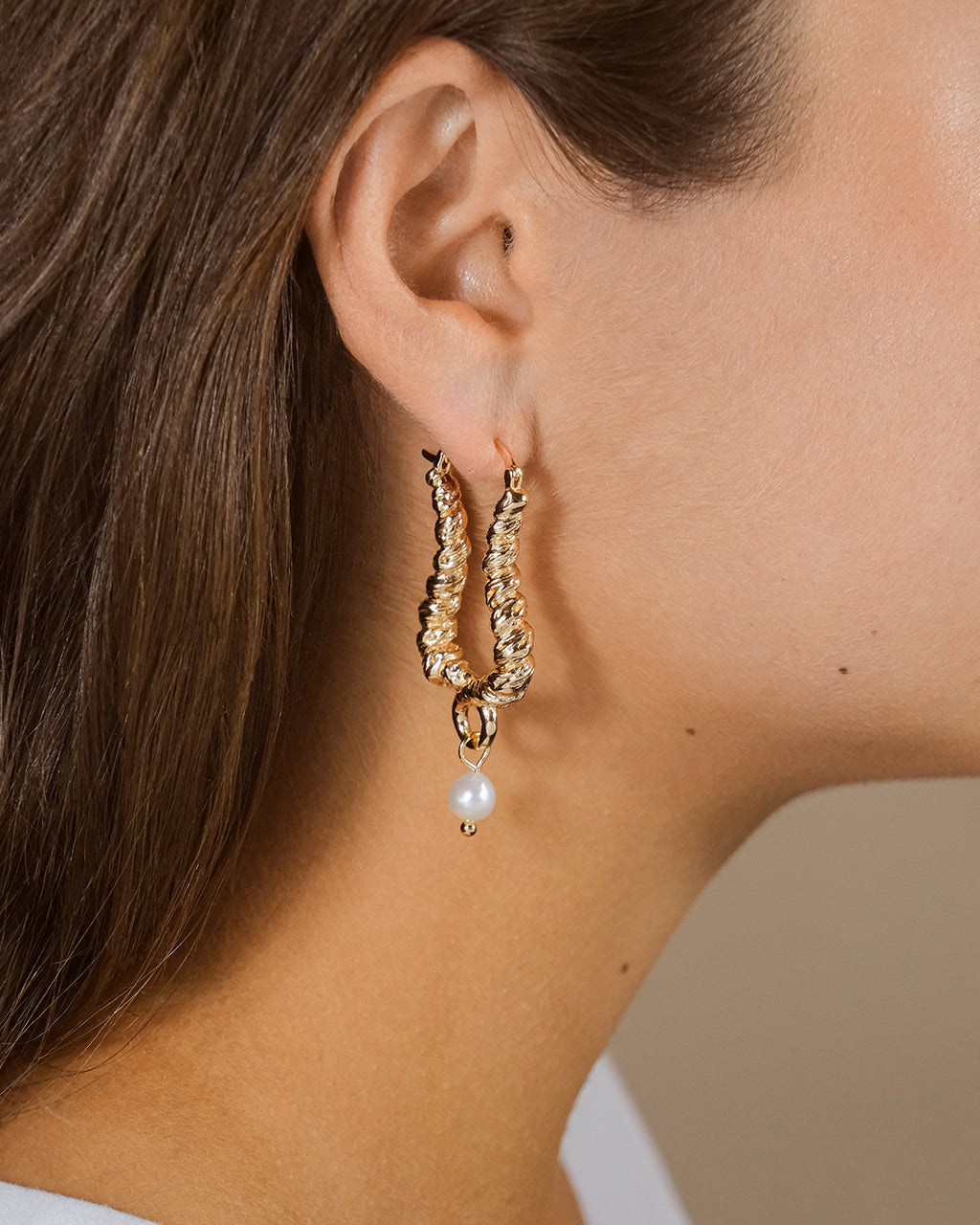 Sylvie Pearl Textured Statement Hoops