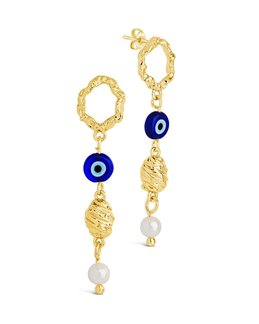 Sibyl Pearl & Evil Eye Drop Stud Earrings Earring Sterling Forever Gold