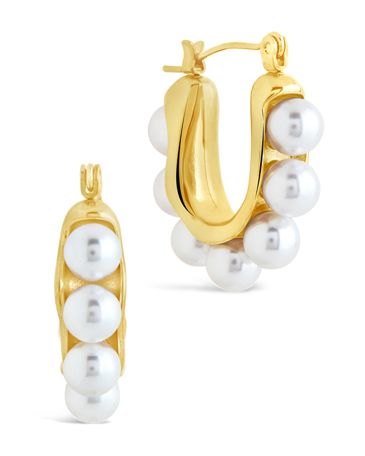 River Chunky Pearl Hoop Earrings