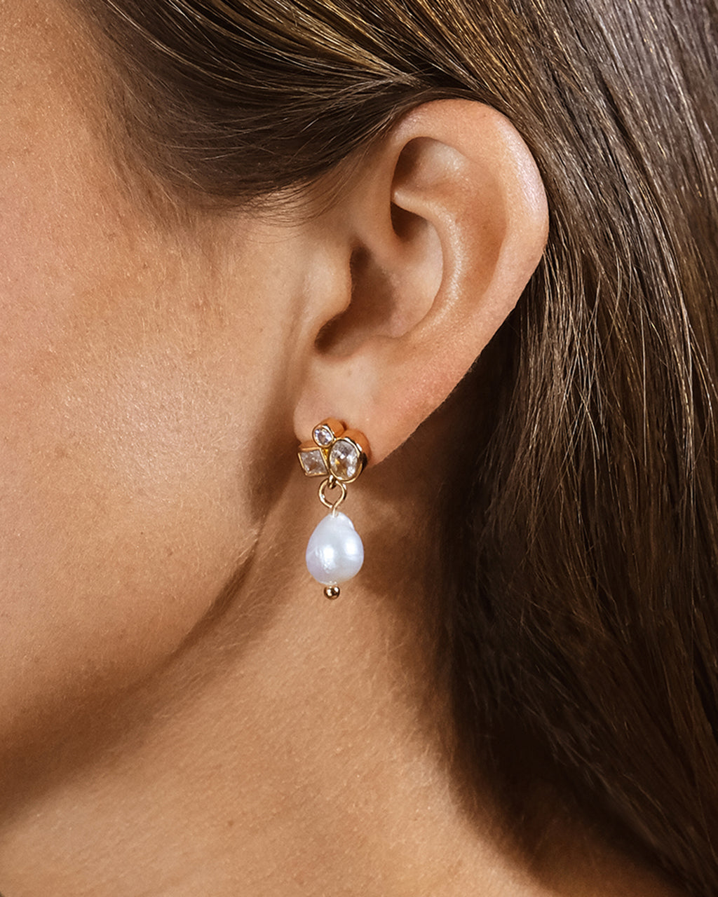 Penny CZ & Pearl Cluster Studs