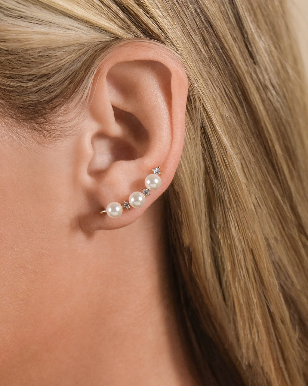 Sterling Silver Siena CZ & Pearl Threader Earrings