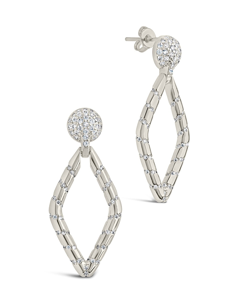 Geometric Diamond Drop Studs Earring Sterling Forever Silver