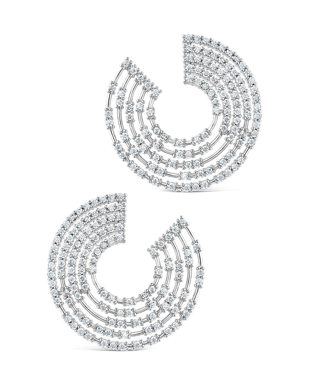 5 Row CZ Swirl Statement Studs Earring Sterling Forever