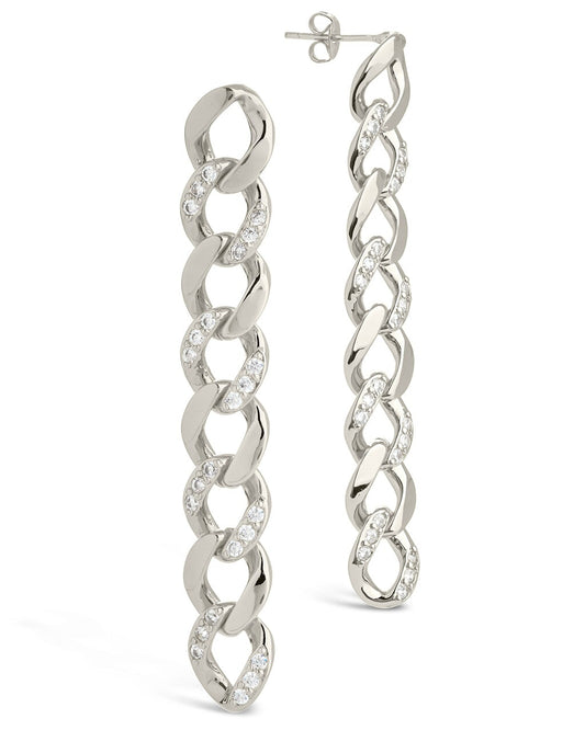 CZ Cuban Chain Link Drop Earrings Earring Sterling Forever Silver