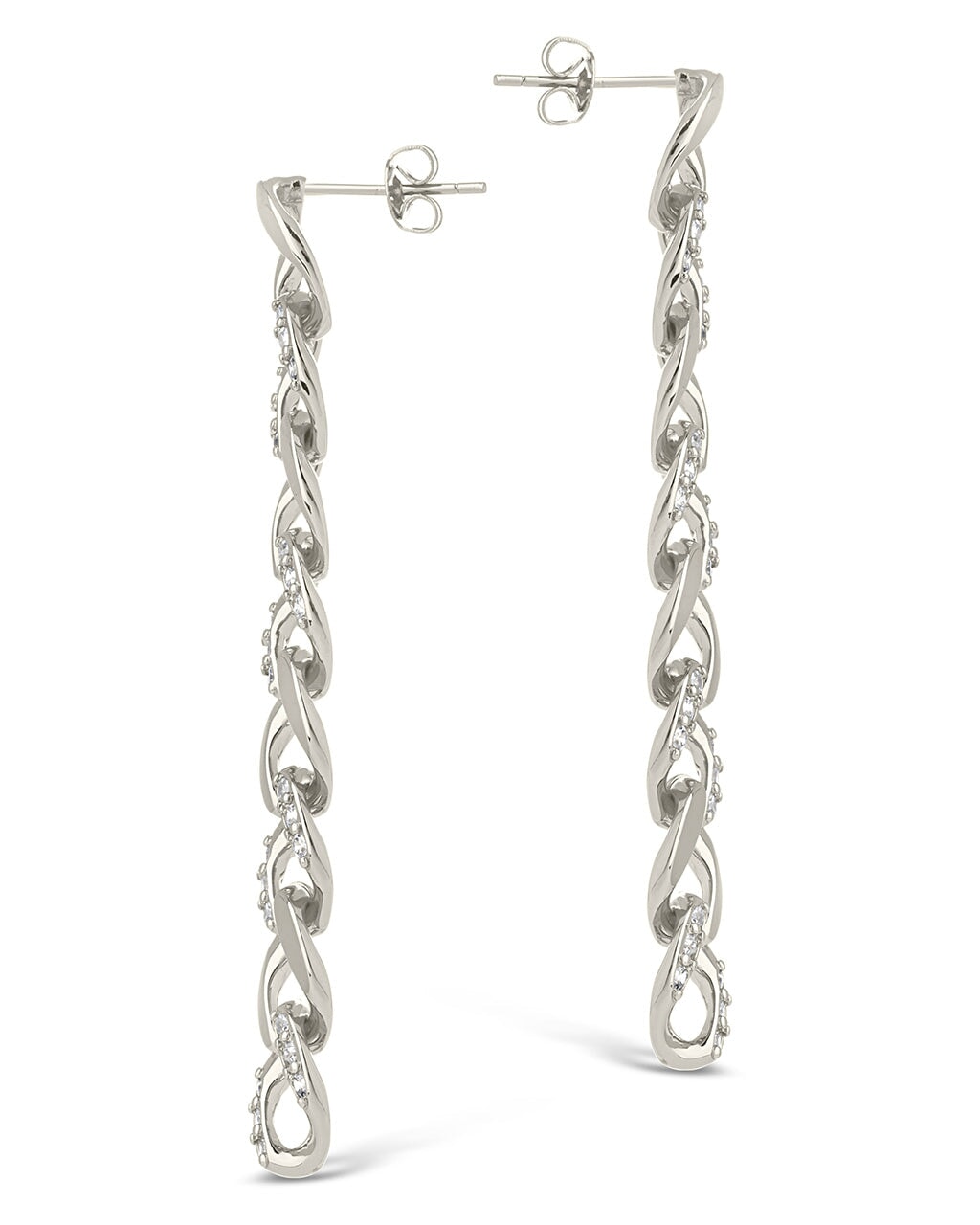 CZ Cuban Chain Link Drop Earrings Earring Sterling Forever