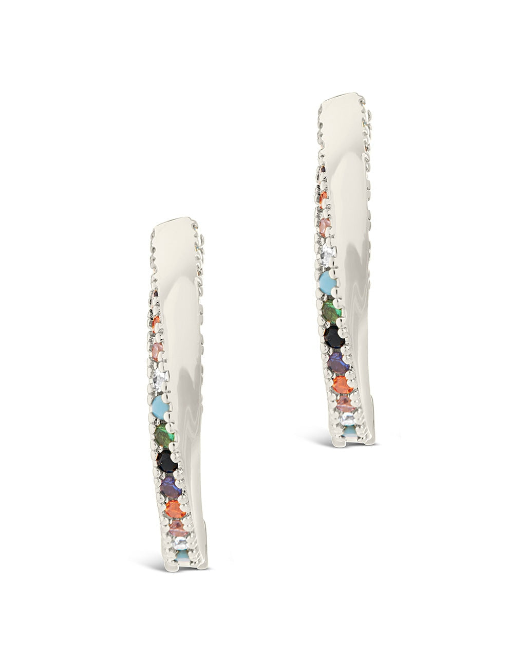 Rainbow CZ Micro Hoops Earring Sterling Forever