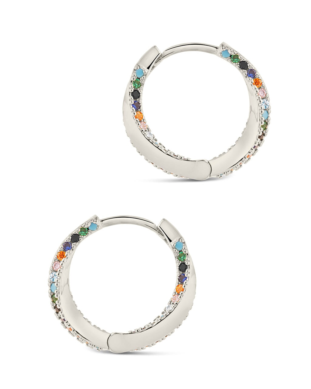 Rainbow CZ Micro Hoops Earring Sterling Forever