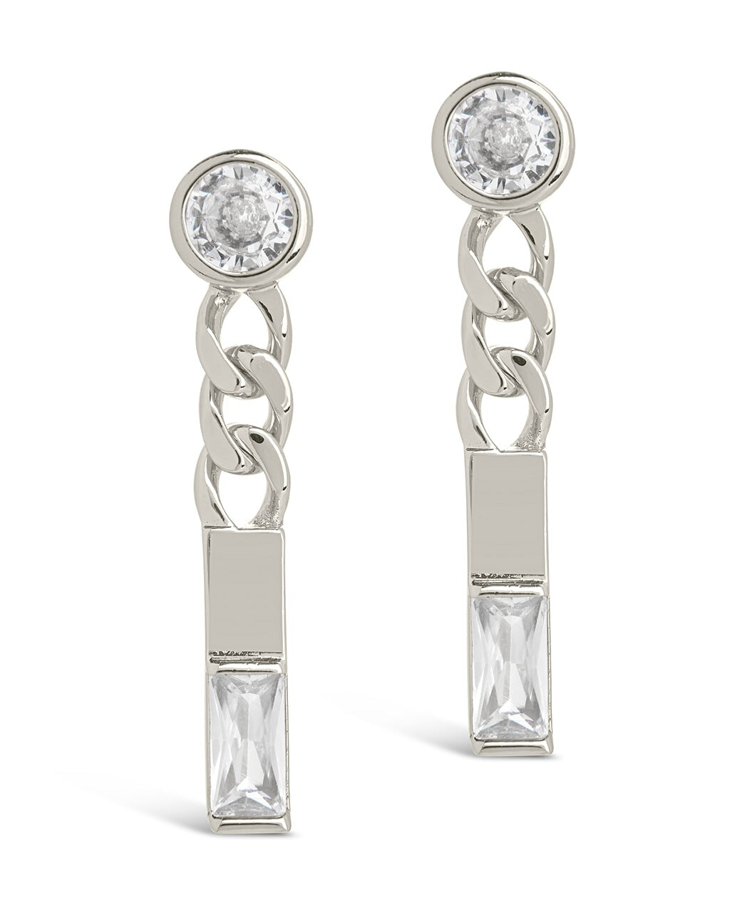 Merri CZ & Chain Drop Studs Earring Sterling Forever