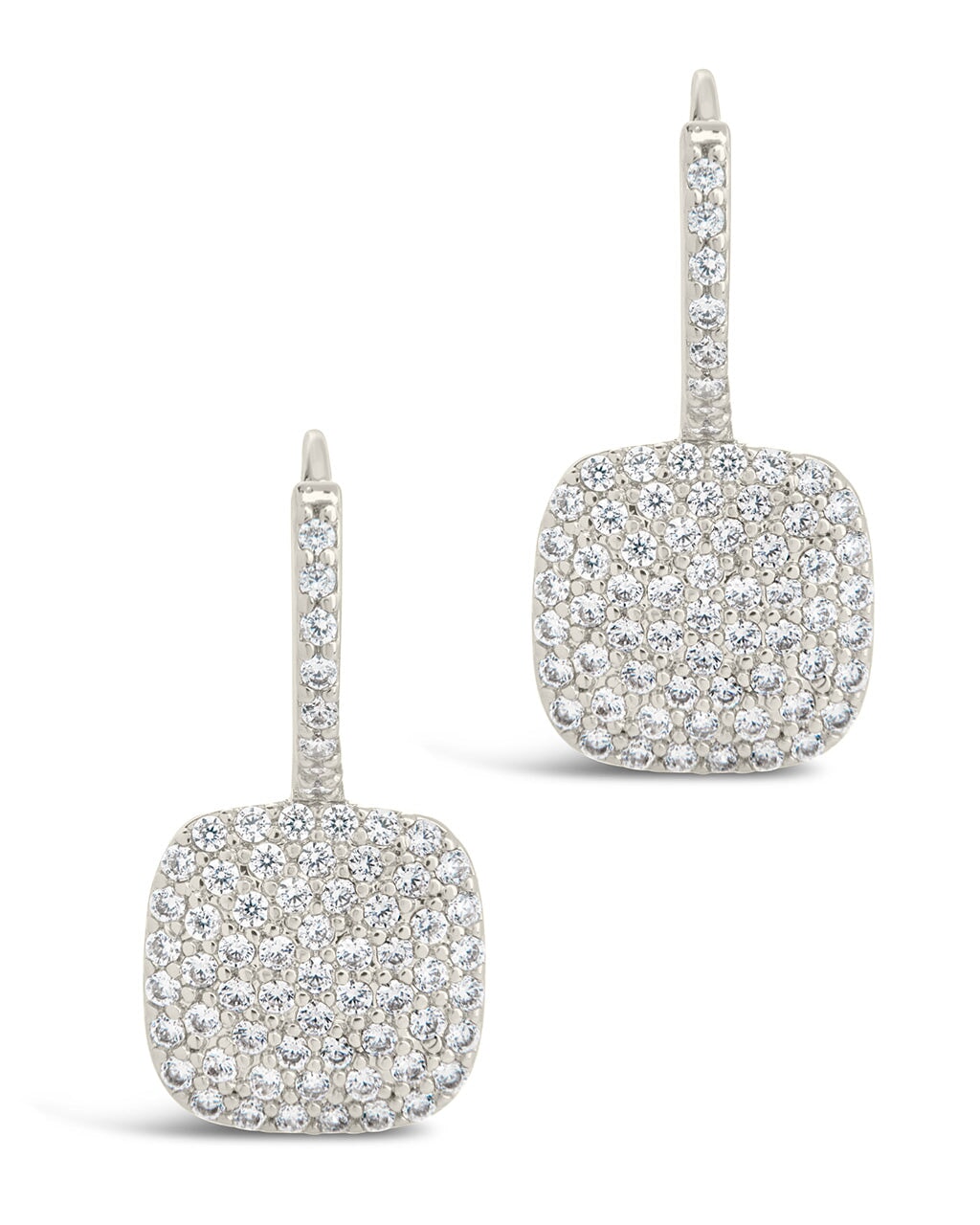 CZ Tag Micro Hoops Earring Sterling Forever