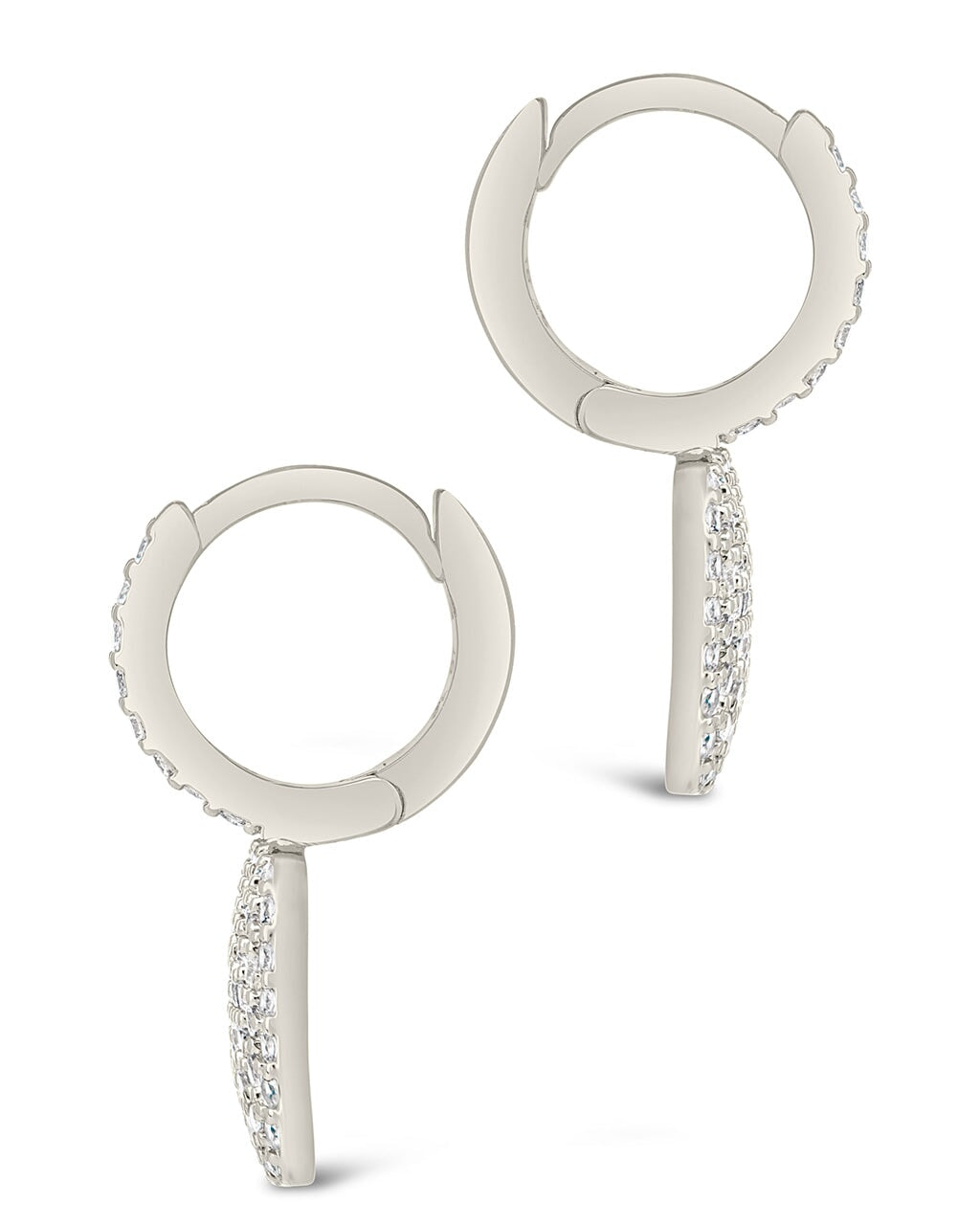 CZ Tag Micro Hoops Earring Sterling Forever