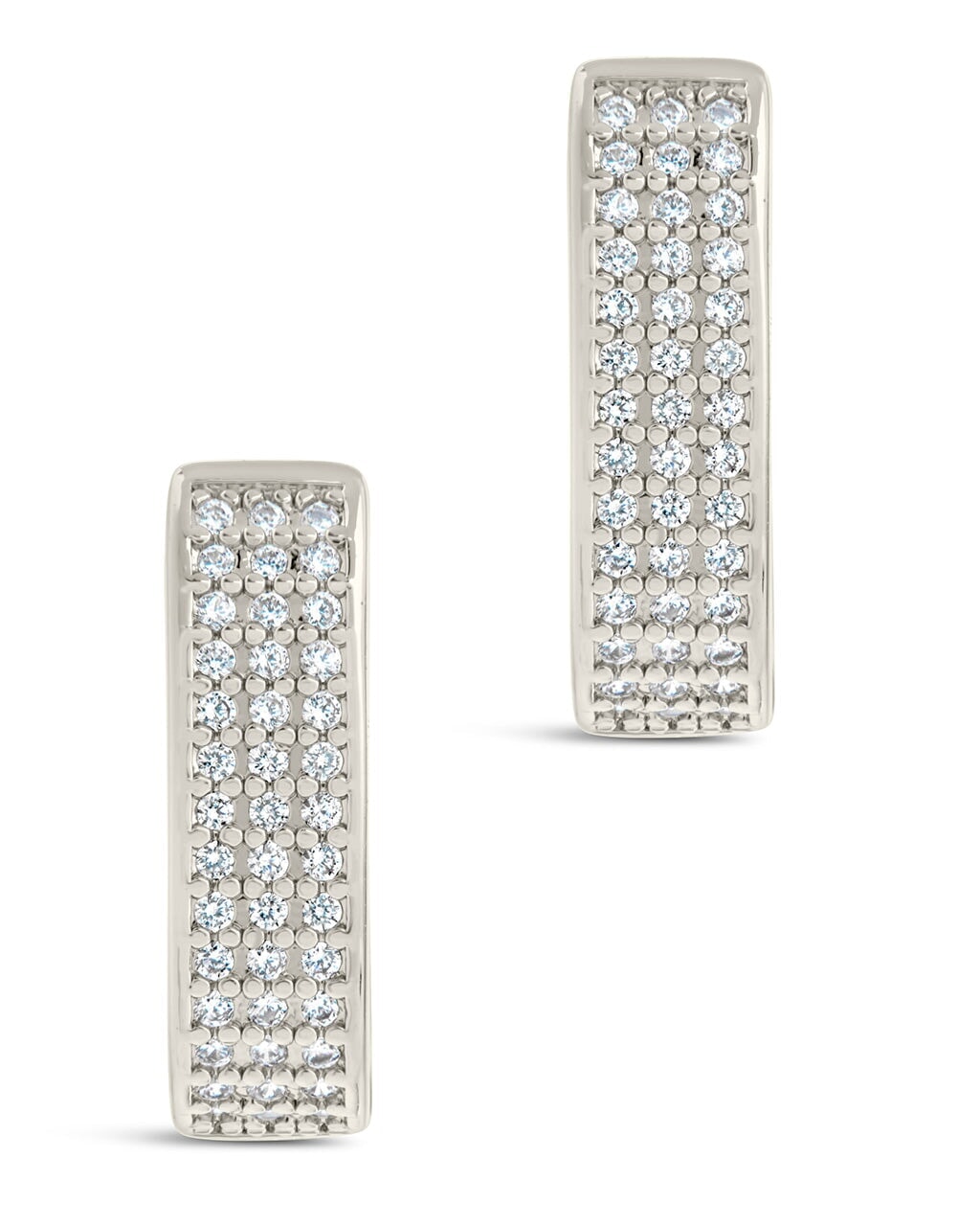 Men's CZ Rectangle Huggie Hoop Earrings Earring Sterling Forever