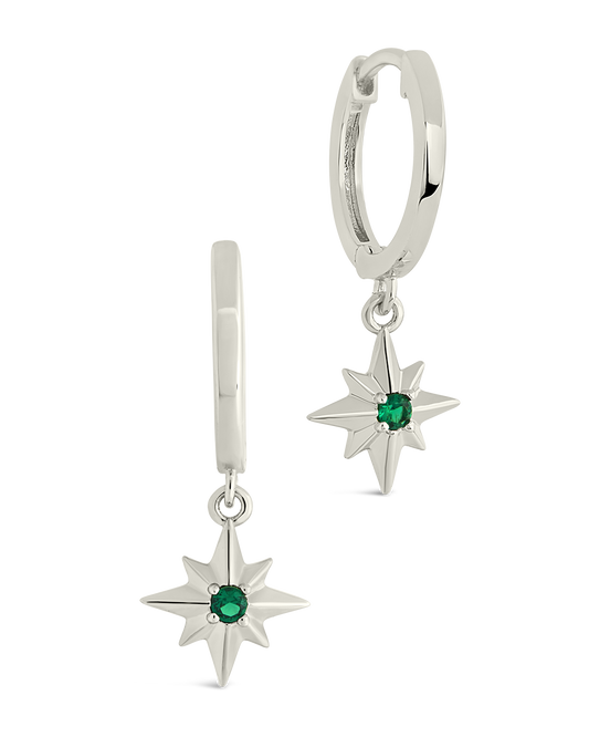 Demi CZ Burst Charm Hoop Earrings