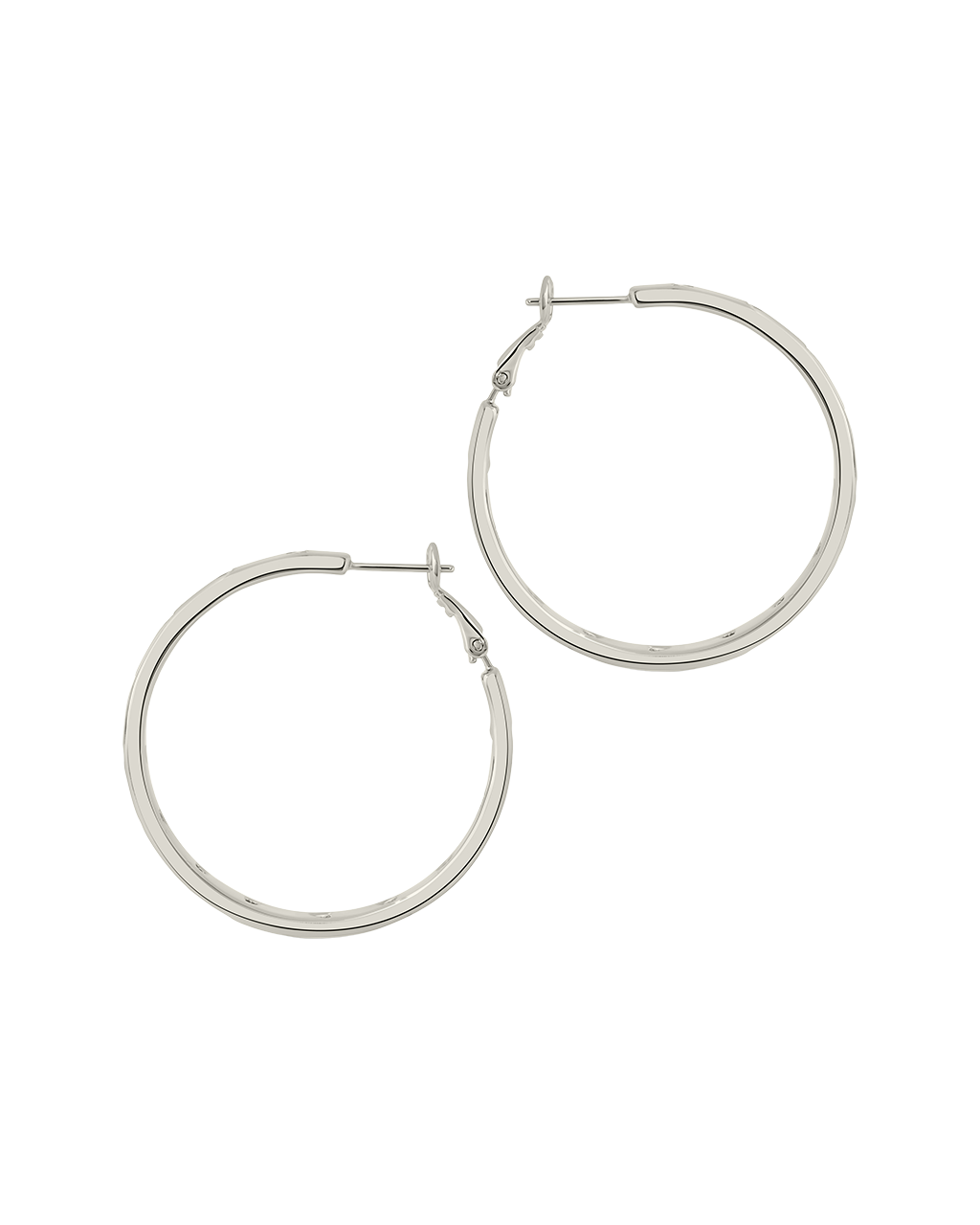Thin CZ Station Hoop Earrings