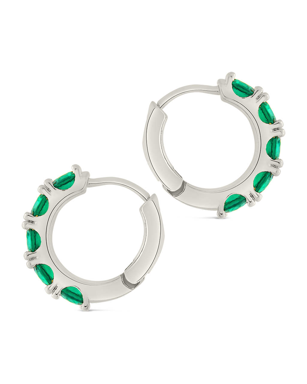 Olivia Emerald CZ Micro Hoop Earrings