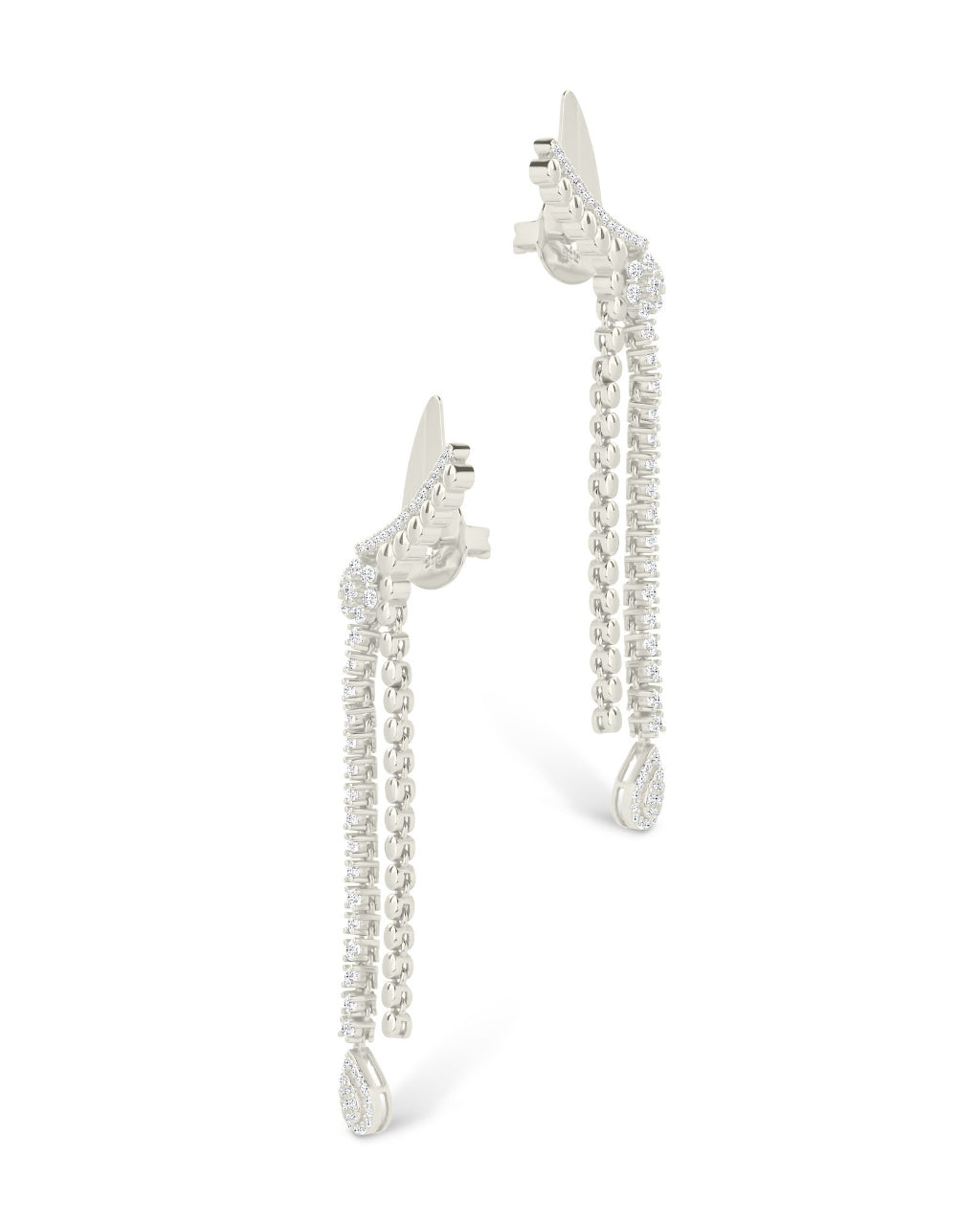 Lowen CZ Beaded Dangle Stud Earrings