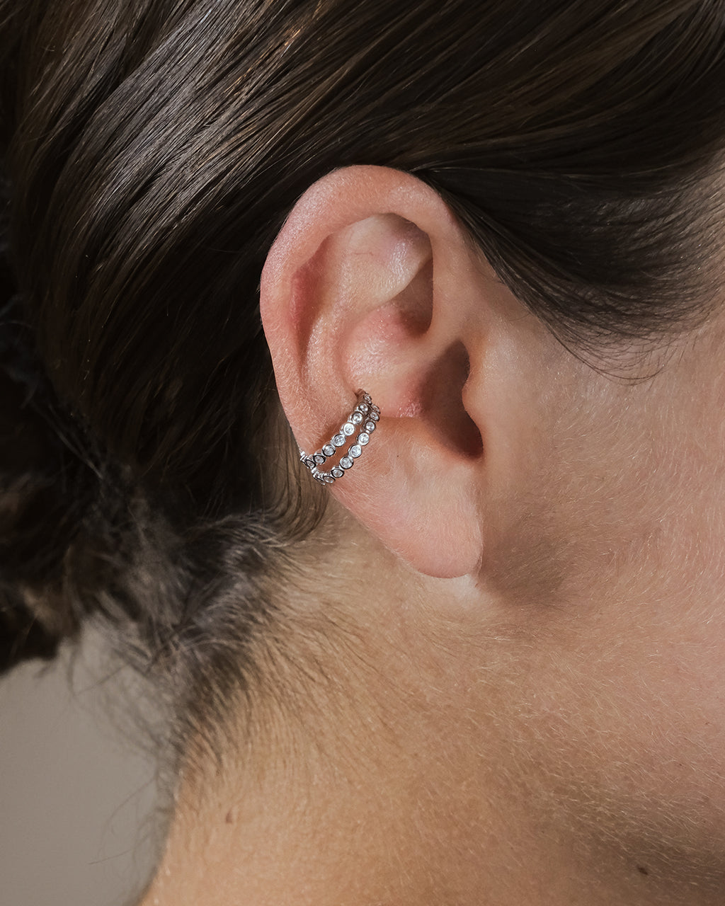 Sterling Silver Delicate Bubble CZ Ear Cuff Set of 2