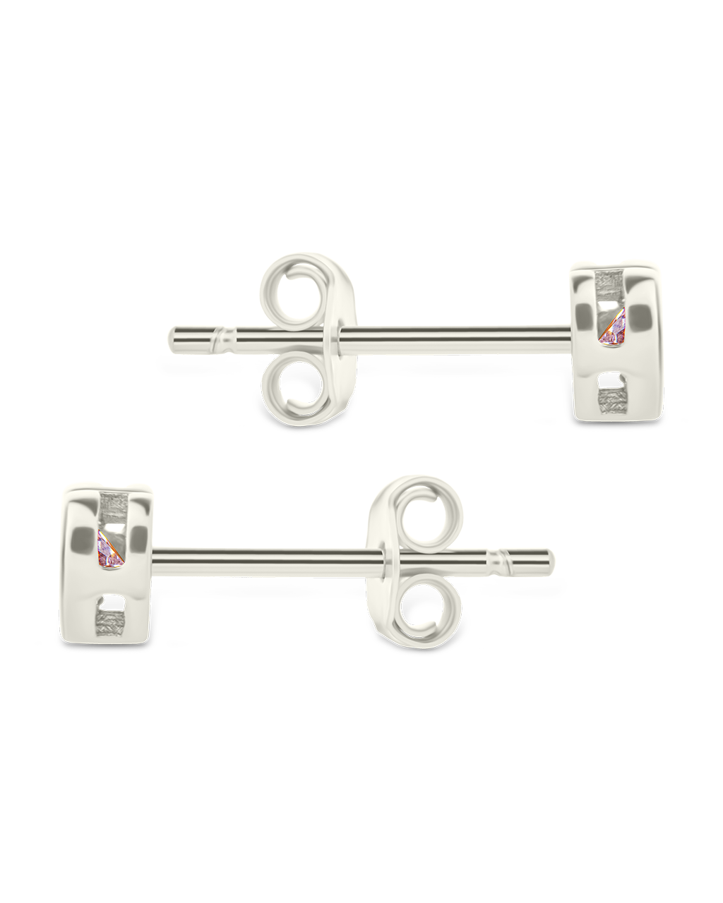 Sterling Silver 2mm Heart CZ Stud Earrings